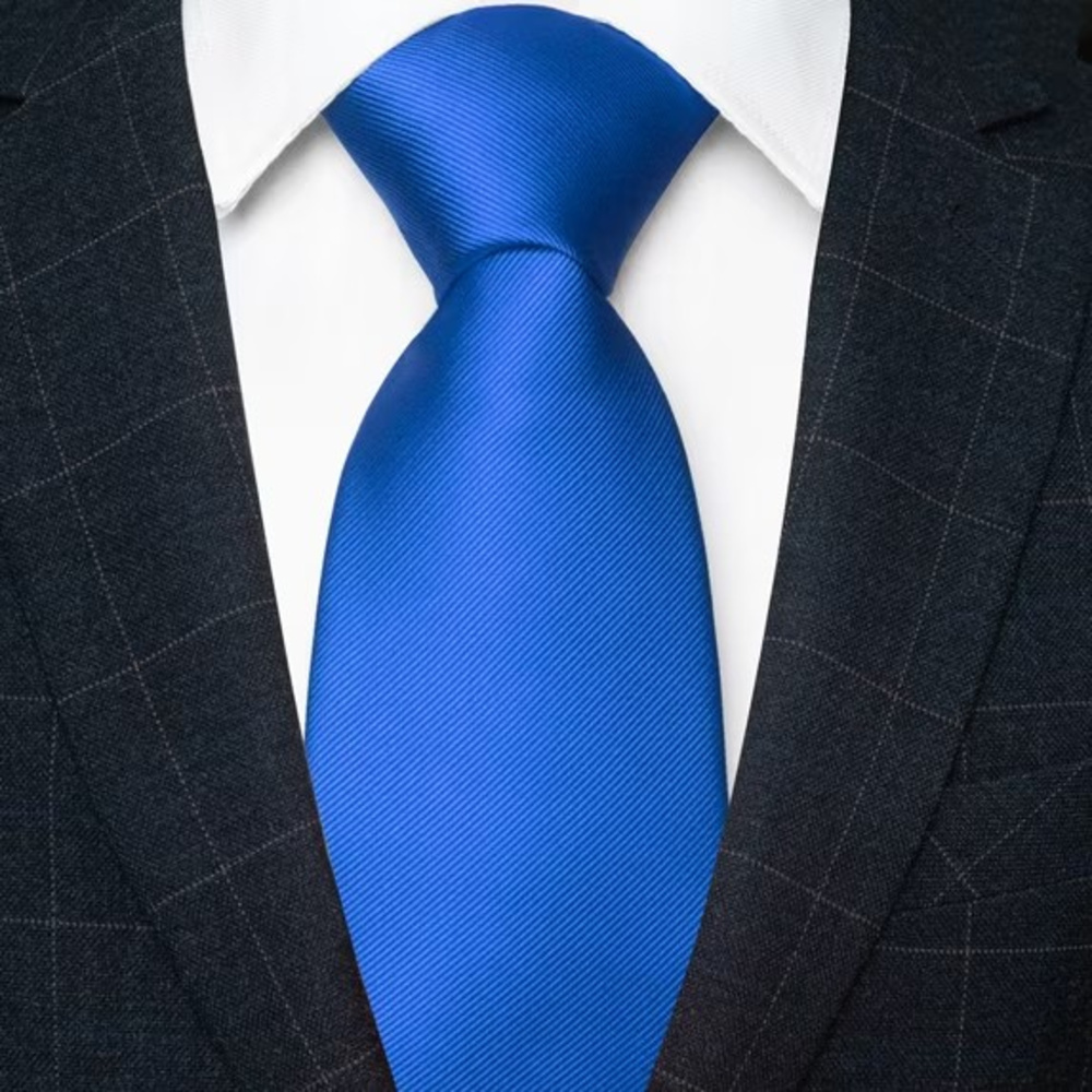 Blue Satin Necktie Formal Wedding Skinny Tie